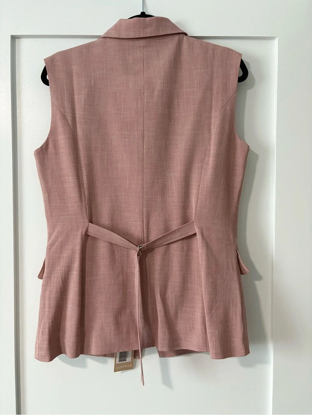 JustFab Sleeveless Blazer Vest & Slacks in Dusty Pink